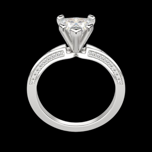 Anillo de regalo de vástago dividido con borde de cuchillo de diamante cortado con corazón para mujer - Product Image 5