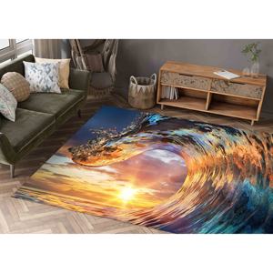 Alfombra Sunset Wave Crest: Decoración de paisaje costero, alfombra impresa, alfombra suave no tejida - Product Image 1
