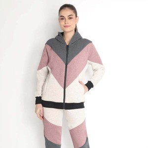 Conjunto de chándal con cremallera para de cintura alta Mujer | Ropa deportiva ligera de dos piezas con chaqueta con cremallera completa y cómoda - Product Image 1