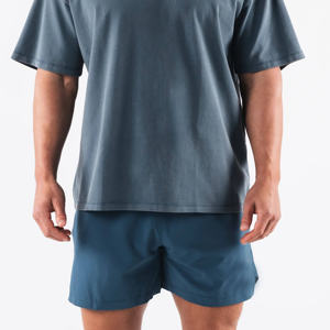 T-shirt uni et blanc surdimensionné personnalisé en gros T-shirt lourd 100% coton 260gsm cou t-shirts pour hommes - Product Image 4