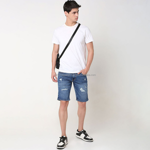 Nardon กางเกงขาสั้นผ้ายีนส์ของผู้ชายแบบลำลองกางเกงทรงตรงสไตล์สปอร์ตผ้าโพลีเอสเตอร์สีทึบแห้งเร็วป้องกันรังสียูวี - Product Image 5