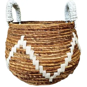 Cestas de almacenamiento de corteza de plátano tejidas a mano para decoración del hogar cesta de jacinto de agua fibra vegetal como imagen hecha en Vietnam