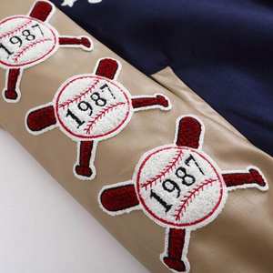 แจ็คเก็ตบอมเบอร์ unisex สำหรับผู้ชาย, เสื้อแจ็กเก็ตหนังปักลายตัวอักษรระบายอากาศได้ดีดีไซน์เบสบอลฤดูหนาว - Product Image 6