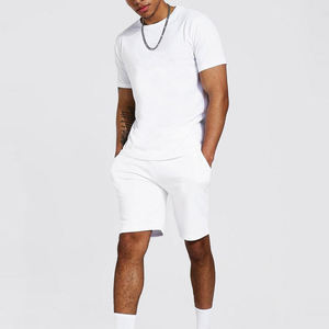 Ensemble T-shirt et short pour homme, vente chaude, directement de l'usine, en molleton uni, respirant, confortable, léger, style urbain - Product Image 1