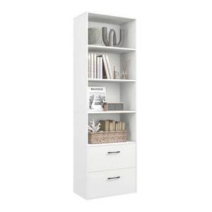 Étagère pliable en bois de caoutchouc 60x32x190cm avec tiroirs, style minimaliste pour la maison, le bureau, l'atelier, le salon, la chambre, l'escalier - KS68249 - Product Image 1