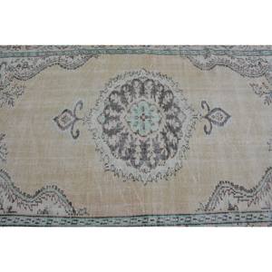 Alfombra turca Vintage Beige Verde 4,7 X 8.4ft Clásico Área grande Lana Respetuoso del medio ambiente Pila media Respaldo de látex Patrón de retazos - Product Image 5