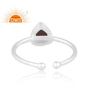Latest Trending Fine Sterling Silver Natural Smoky Quartz Gemstone <b>Adjustable</b> <b>Ring</b> Custom Jewelry for Women Gift for Her - Product Image 4