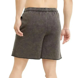 Pantalones cortos de sudor Vintage para hombre, ropa de calle, logotipo personalizado, lavado ácido, desgastado, peso pesado, French Terry, bolsillos transpirables de secado rápido - Product Image 3