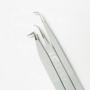 Pinzas de extensión de pestañas sostenibles de acero inoxidable japonés recubiertas de Color gris Agarre fuerte Pinzas de agarre perfecto con LOGO - Product Image 4