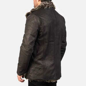 Furlong Formal Goth Coat Black Leather Long Slim Trench Overcoat Lapel Collar Hood Knitted Fabric Casual Print Button Autumn - Product Image 5