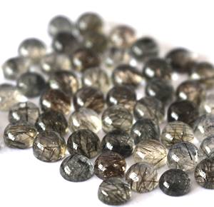 Quartz Rutile Noir Naturel 7mm Cabochon Rond-Quartz Rutile Noir Lâche Qualité Supérieure - Product Image 1