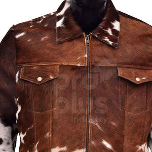 Veste en cuir de vachette de qualité supérieure, robuste et tendance pour homme, logo sur le devant, séchage rapide et respirante, vêtement d'extérieur décontracté - Product Image 2