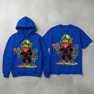 Felpa con Cappuccio Maschera <span class=keywords><strong>Scimmia</strong></span> Graffiti Artist 450g Cotone Pesante Tinta Unita Casual Effetto Sbiadito Stampa Vintage Uomo Streetwear Grafica <span class=keywords><strong>Scimmia</strong></span> - Product Image 1