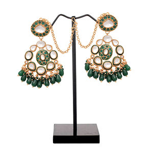 Pendientes de Flores Étnicas Chapados en Oro Meenakari, Pendientes de Novia de Diseño, Tamaño Personalizado, Regalo para Mujer - Product Image 1