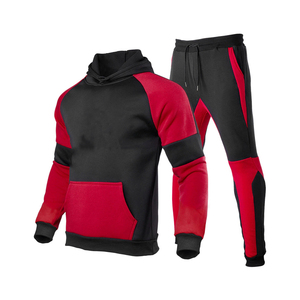 Ensemble de survêtements personnalisés pour hommes 2 pièces sweats à capuche de course pour hommes sweat-shirt de couleur contrastée ensemble de jogging de sport sweat-shirt avec pantalon - Product Image 1