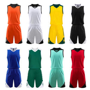 High Quality 100% Cotton Breathable Adult Basketball <b>Uniforms</b> Custom Printed School Team Jerseys Sportswear Set - Product Image 2