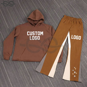 Survêtements pour hommes en gros de qualité supérieure impression bouffante personnalisée pulls à capuche avec doublure en polaire chaude pantalons de survêtement tenue décontracté - Product Image 4