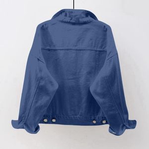 เสื้อแจ็กเก็ตยีนส์สตรีทแวร์ฤดูหนาวสีฟ้าชุดเดนิมสำหรับผู้หญิงเสื้อโค้ทยีนส์กระดุมด้านหน้าทรงหลวมให้ความอบอุ่นในฤดูหนาว - Product Image 3