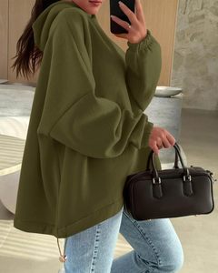 Sweatshirts à capuche pour femmes chauds personnalisés ensemble de sweat à capuche zippé surdimensionné grande taille à la mode vêtements de sport d'hiver Streetwear - Product Image 3