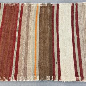 Vintage Runner Rug 2.8x9.4 ft, Turkish Kilim <b>Brown</b> Polka dot <b>Wool</b> Rug - Product Image 3