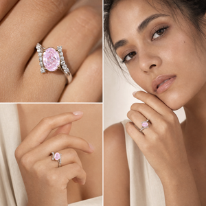 แหวนเพชรชมพูทรงวิคตอเรียโอวัลคัท - Product Image 4