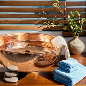 Cuenco de cobre auténtico para Spa, diseño martillado hecho a mano para pedicura, masaje de desintoxicación, terapia de bienestar, técnica chapada de estilo antiguo - Product Image 4