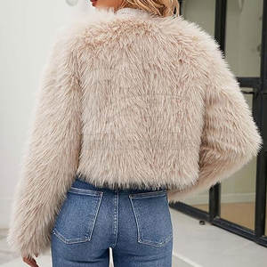 Manteau court chaud d'hiver Logo personnalisé Femmes Veste en fausse fourrure courte OEM ODM Manteau en fourrure courte Prix d'usine - Product Image 4