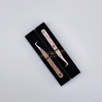 Pinset Bulu Mata GETUP BROSONS IMPEX GBI-EET 10mm Terbaik, Berlapis Kertas Motif Jaring Laba-laba, Baja Anti Karat, Ujung Serat Halus