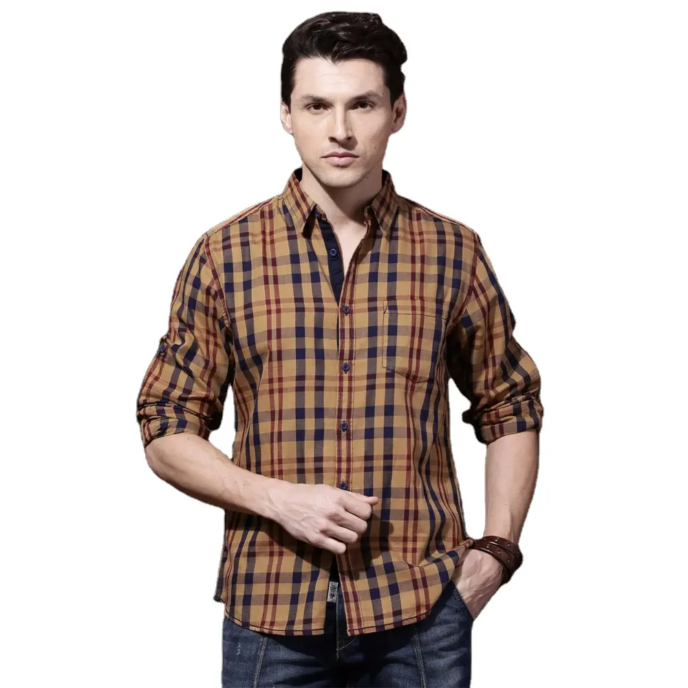 Camisas de franela a cuadros de manga larga para hombre, ropa informal de talla grande S a 5XL, venta al por mayor, 2022