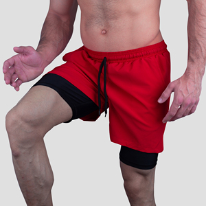 กางเกงขาสั้นผู้ชายแบบ2 in 1กางเกงขาสั้นวิ่งแห้งเร็วออกกำลังกายยิมฟิตเนสออกกำลังกายมีกระเป๋าในตัว - Product Image 5