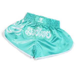 กางเกงต่อยมวยกางเกงมวยไทยขาสั้นแบบกางเกงออกกำลังกายผ้าโพลีเอสเตอร์100% พิมพ์ซับลิเมชันดีไซน์ล่าสุด - Product Image 4