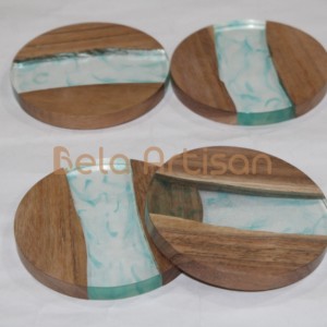 Juego de 4 Posavasos de Madera Vintage con Diseño de Árbol, Lago y Desierto, Posavasos de Madera de 4 Pulgadas para Bebidas, Decoración del Hogar, Regalo - Product Image 5