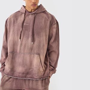 Custom <b>Men</b> Crop Vintage 400gms <b>Hoodie</b> Cotton Heavyweight Sun Faded Distressed Aged Baby <b>Blue</b> Acid Washed Zip up <b>Hoodie</b> With Rips - Product Image 4