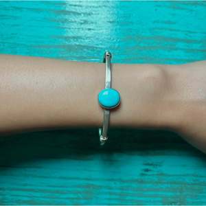 Navajo Handmade Kingman Turquoise & Sterling <b>Silver</b> Fashion <b>Cuff</b> <b>Bracelet</b> Kingman Turquoise & Sterling <b>Silver</b> - Product Image 4