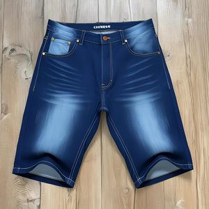 Custom <b>Men's</b> <b>Denim</b> Shorts in Casual or Streetwear Style Washed Distressed with Pattern Decoration or Logo Customization - Product Image 3