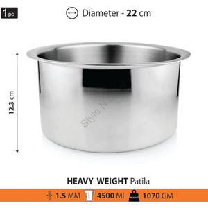 Olla de cocina Patila de peso pesado de acero inoxidable duradero Diseño CLÁSICO elegante con acabado de espejo - Product Image 6