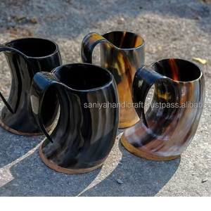Saniya Artesanías Cuerno de búfalo natural Jarra de cerveza Pulido Estilo vikingo Cuerno de buey Cuerno para beber Estilo animal Artesanías naturales - Product Image 3