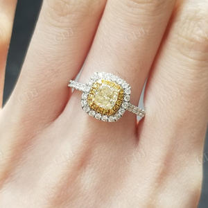 Nouvelle arrivée coussin coupe Moissanite diamant Double Halo pleine éternité bande grappe fiançailles et bague de mariage prix de gros - Product Image 4