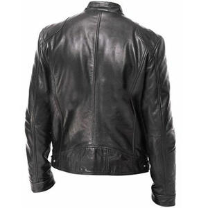 Chaquetas de cuero de piloto de motocicleta informales para hombre, abrigo de moda de otoño para hombre, chaqueta de piel sintética con cuello levantado, abrigos para hombre - Product Image 2