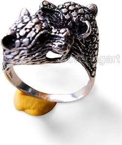 Bague pour homme, simple, à deux têtes de tigre et de panthère, yeux en rubis rouge, bague de motard, fabrication artisanale, bijoux personnalisés, bague en argent massif 925 - Product Image 6
