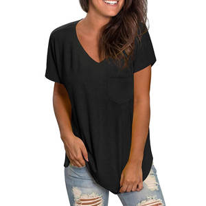 Camiseta de cuello en V de primera calidad para mujer, ligera, transpirable, 100% algodón, máxima comodidad para el verano - Product Image 6