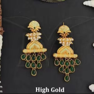 Kemp <b>Jewellery</b> India High <b>Gold</b> Polish Designer Fancy Earring Style Kemp Earring <b>Set</b> - Product Image 1