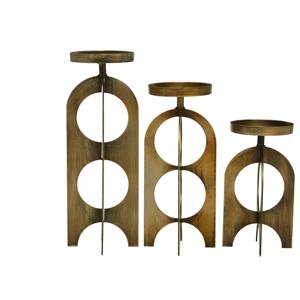 Modern Abstract Gold <b>Metal</b> Candlestick Set Rustic Industrial Style <b>Arched</b> <b>Frame</b> Pillar Candle Holders - Product Image 1