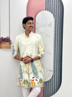 Kurta indienne pour femme, coupe ajustée, multicolore, en pur coton, broderie et travail de miroirs, idéale pour les mariages et le Diwali