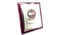 Trophée d'entreprise de haute qualité, plaque en métal doré 13x15 pouces, impression UV gravée, style sportif portable, finition de luxe