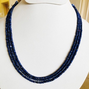 Collar de cuentas de zafiro azul de calidad AAA hecho a mano, tratado con calor Natural con brillo único, cuentas de piedra hermosas y únicas - Product Image 4
