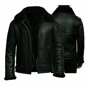 Winter <b>Men's</b> Casual <b>Coat</b> Zipper Long Sleeve One-Piece Fur <b>Coat</b> Leather Jacket - Product Image 5