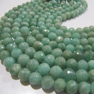 Cuentas de piedra verde facetadas de amazonita Natural de 8-9mm, hebra de 9 pulgadas, piedras preciosas hechas a mano, marca de joyería eminente de alta calidad para - Product Image 1