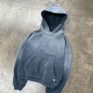Sweats à capuche 100% coton luxe recadrée à capuche pour hommes soleil délavé goutte épaule en détresse lavé à l'acide fermeture à glissière grande taille hiver - Product Image 4