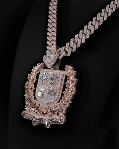 เครื่องประดับฮิปฮอปจี้เพชรโมอิสสีโรสโกลด์แบบออกแบบได้ตามต้องการจี้มงกุฎขนาดใหญ่สำหรับผู้ชายผู้หญิง - Product Image 5